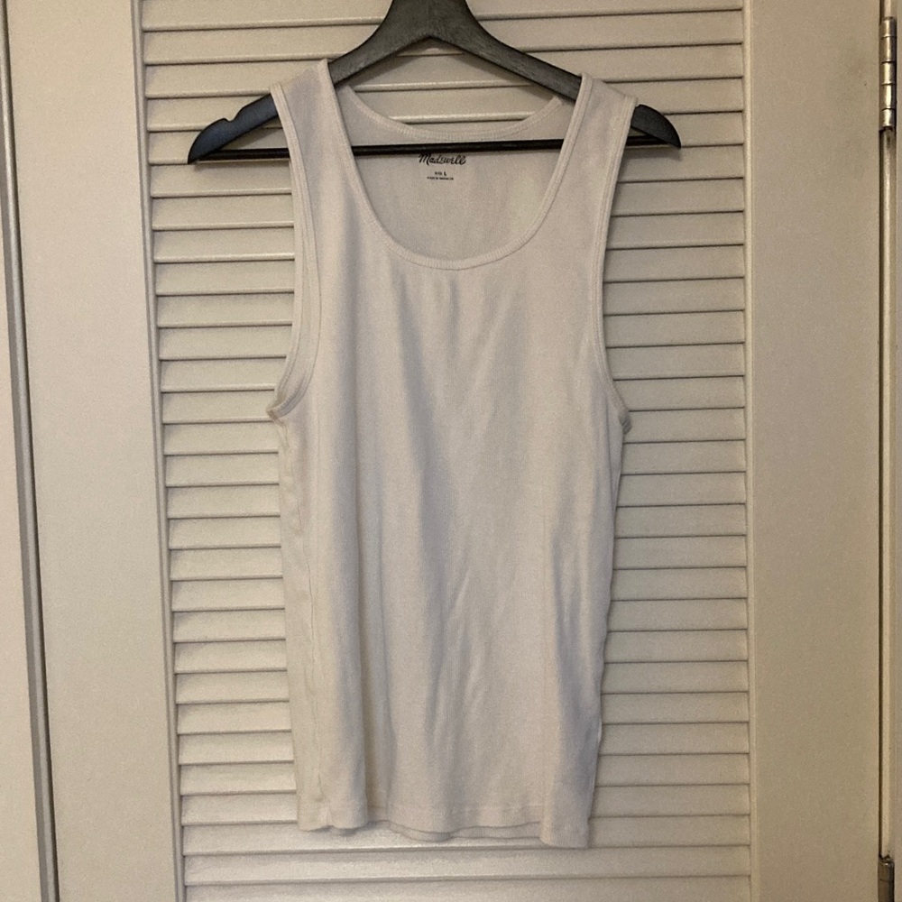 Madewell Classic Ribbed White Tank Top Size L